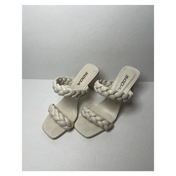 Soda Cream Colored Braided Block Style Heel‎ Size 6 - Picture 5 of 7